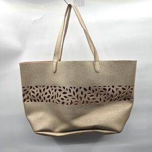 Ulta Cutout Metallic Champagne Double Strap Tote With‎ Attached Small Zip…